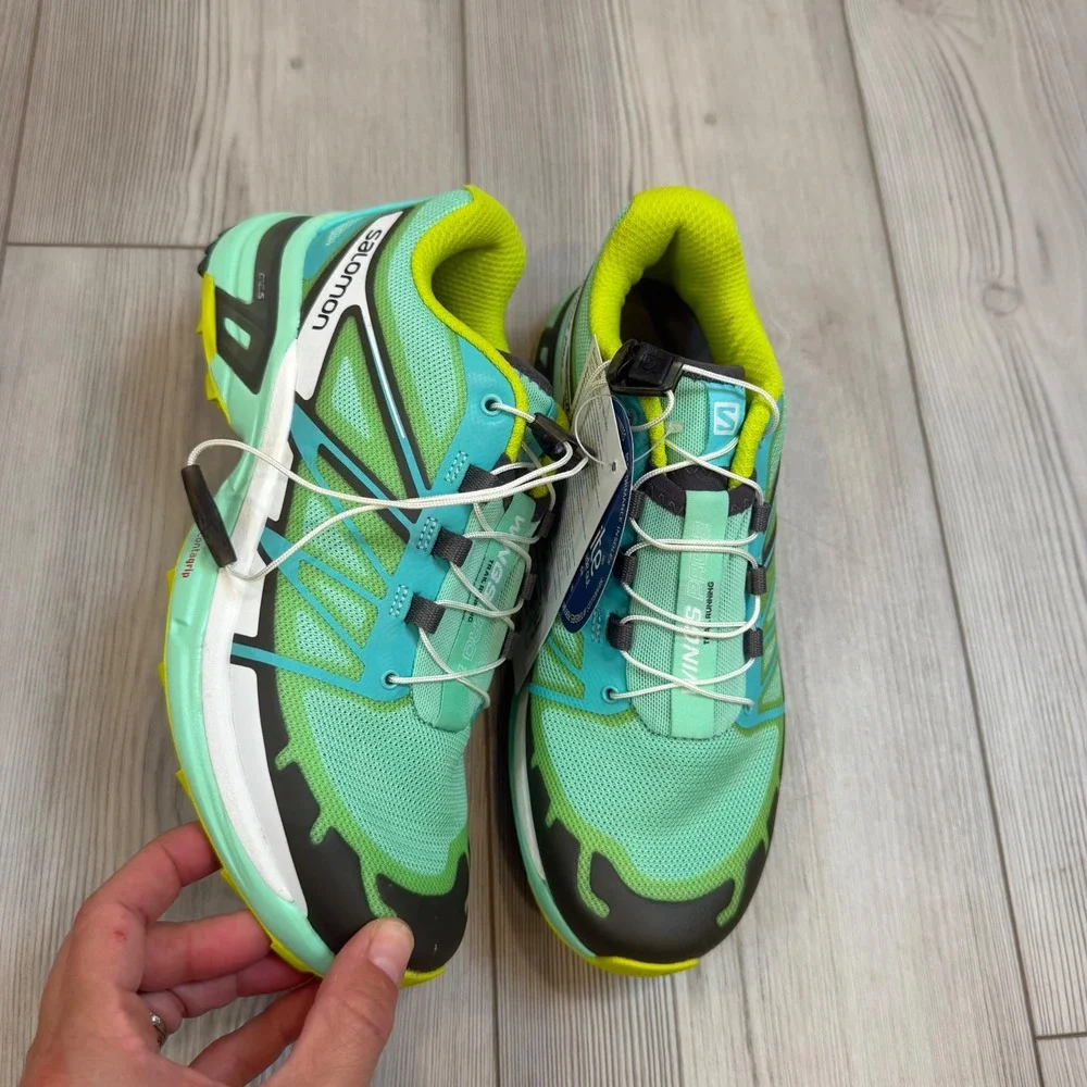 Salomon Wings Pro 2 W Trail Running Shoes Lucite Green Gecko Green 379088 6 NEW